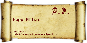 Pupp Milán névjegykártya